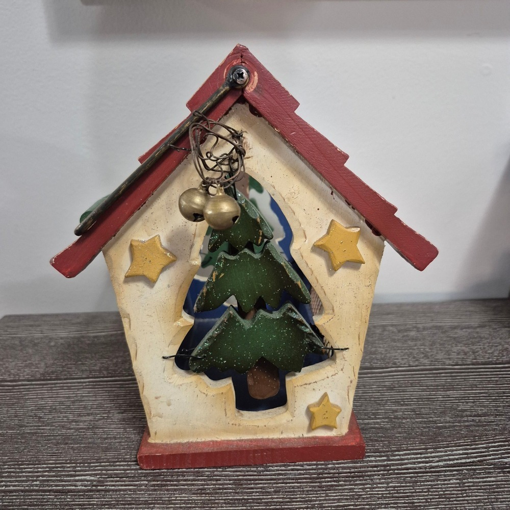 Rustic Wooden Christmas Basket‎ with Jingle Bells – Holiday Decor
